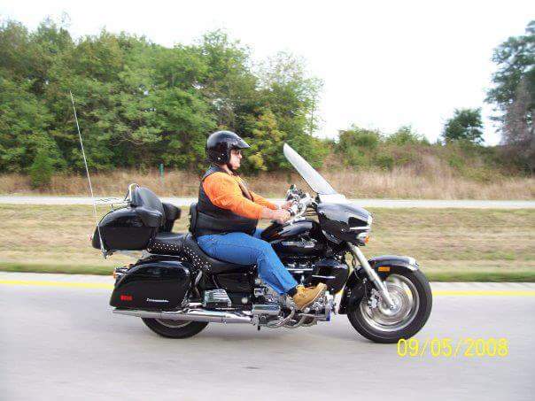 Bill on his Honda Valkrie 1500 motorcycle, on the road!