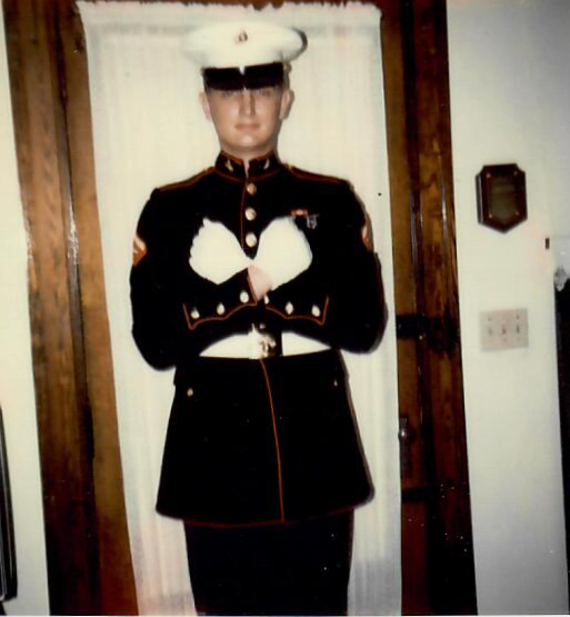 In Marine Corps Dress Blues