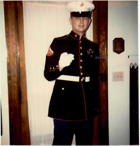 In Marine Corps Dress Blues