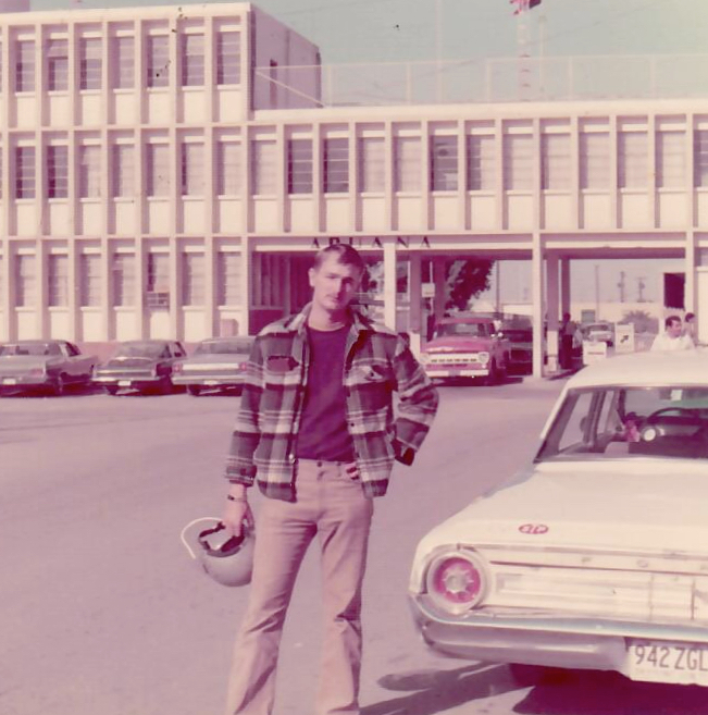Jim in San Luis, Mexico on motorcycle trip from MCAS Yuma AZ 1978