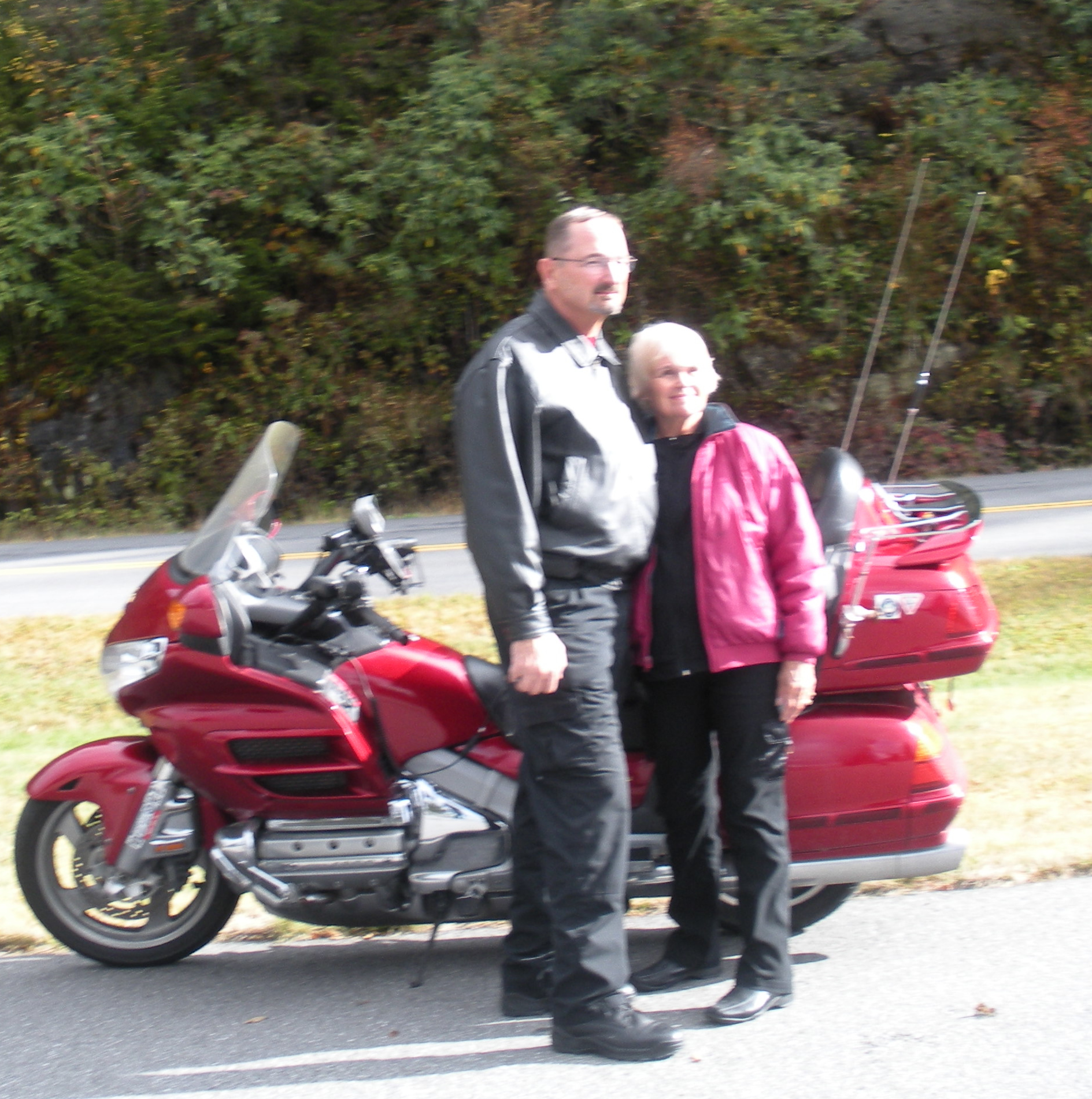 Jim & Judy with Big Red, Honda GL1800.